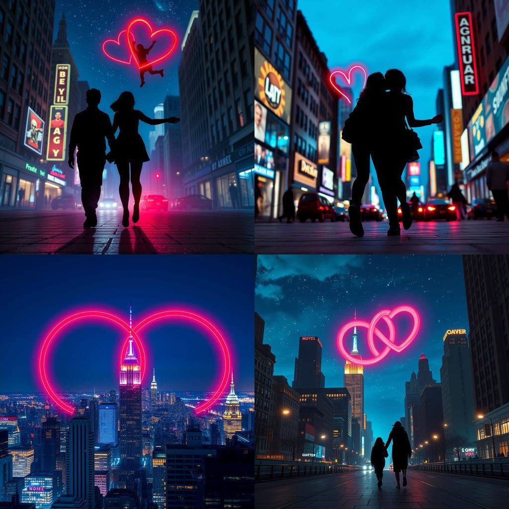 Vibrant New York City at Night with Neon Lights