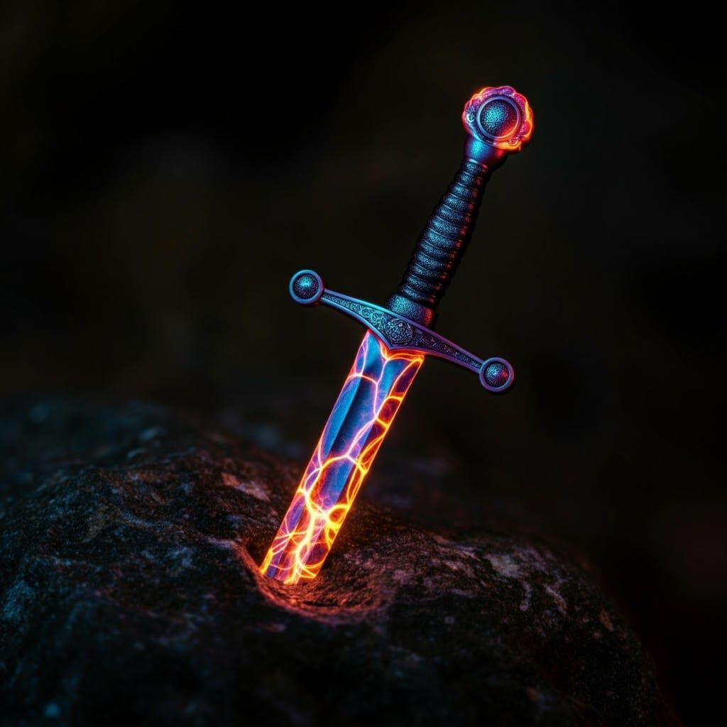 Ethereal Plasma Sword in Rock: Macro Photography