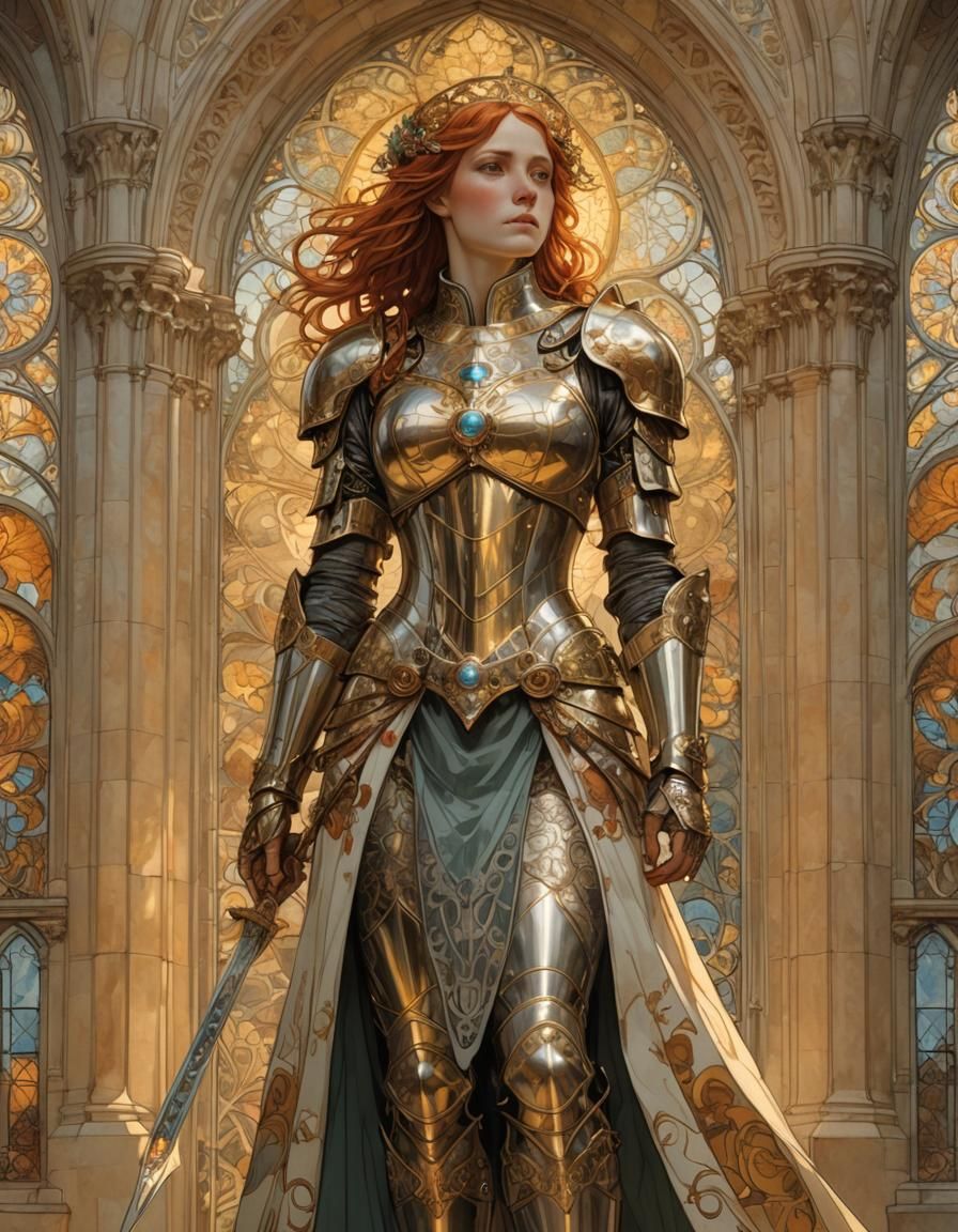 Art Nouveau Cleric in Gothic Cathedral