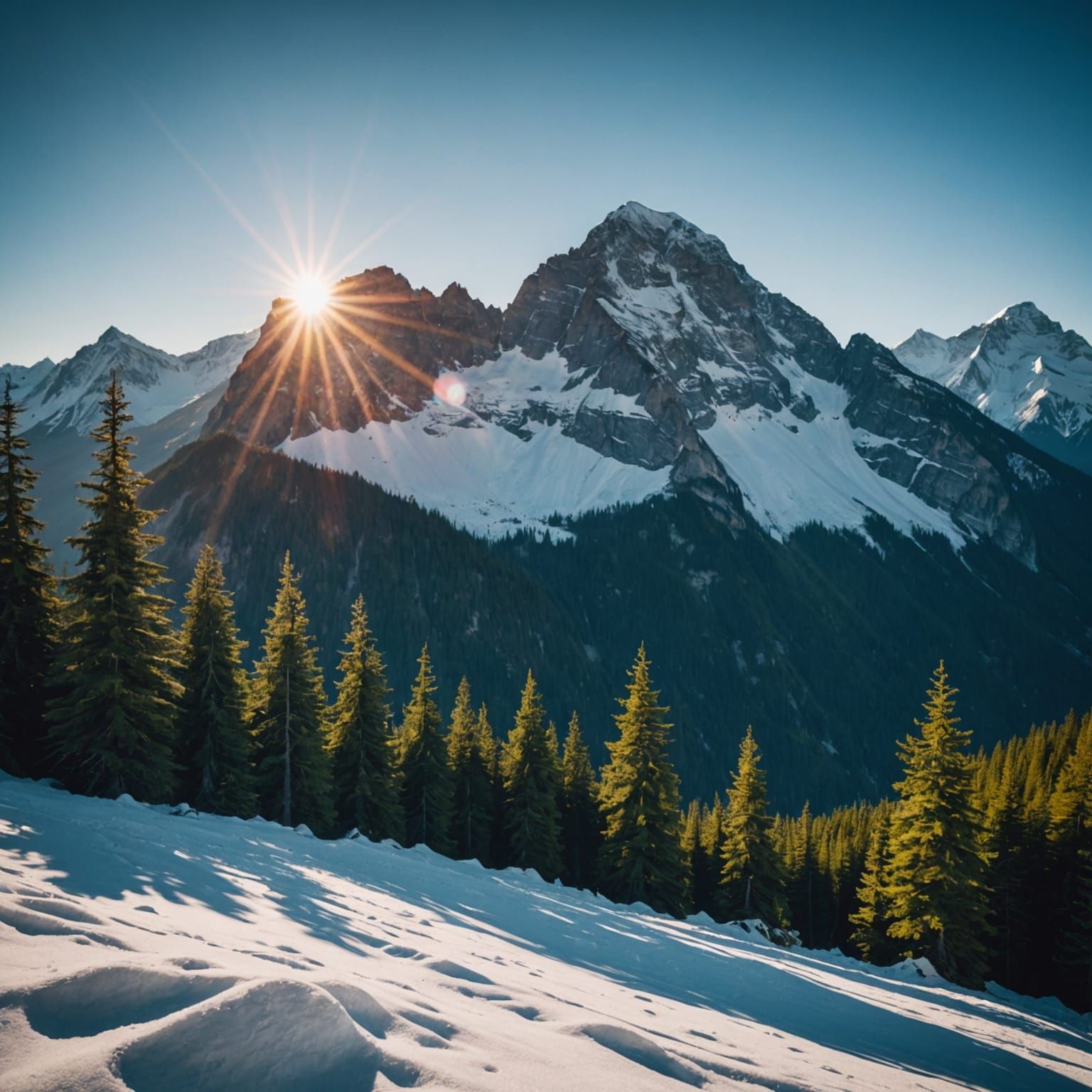 Majestic Mountain Peaks in Cinematic Style