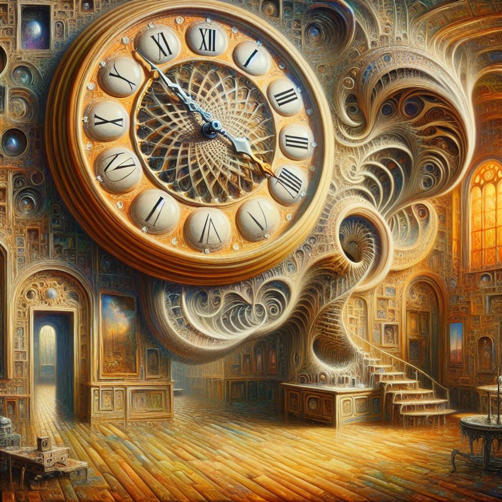 Dreamlike Scene with Intricately Detailed Clock in a Surreal...