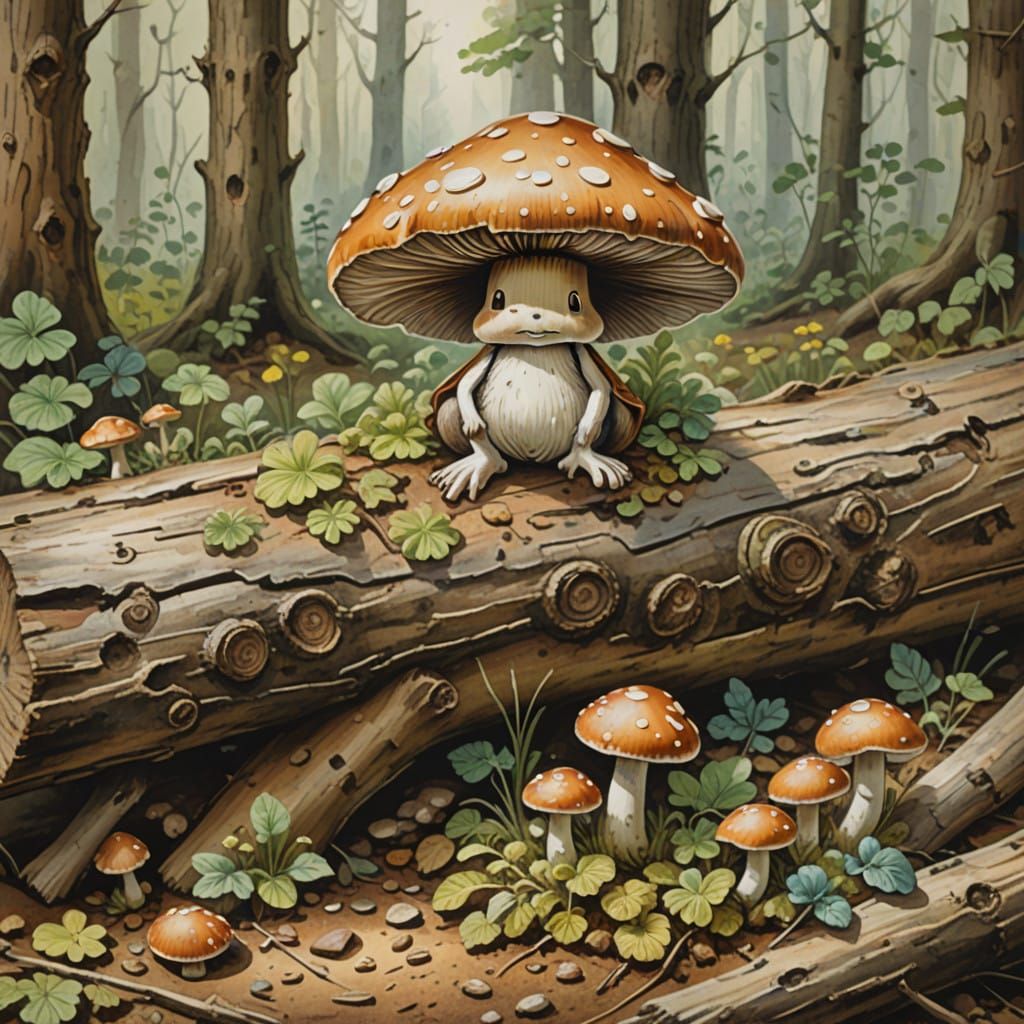 Whimsical Forest Sprite in Gouache Masterpiece