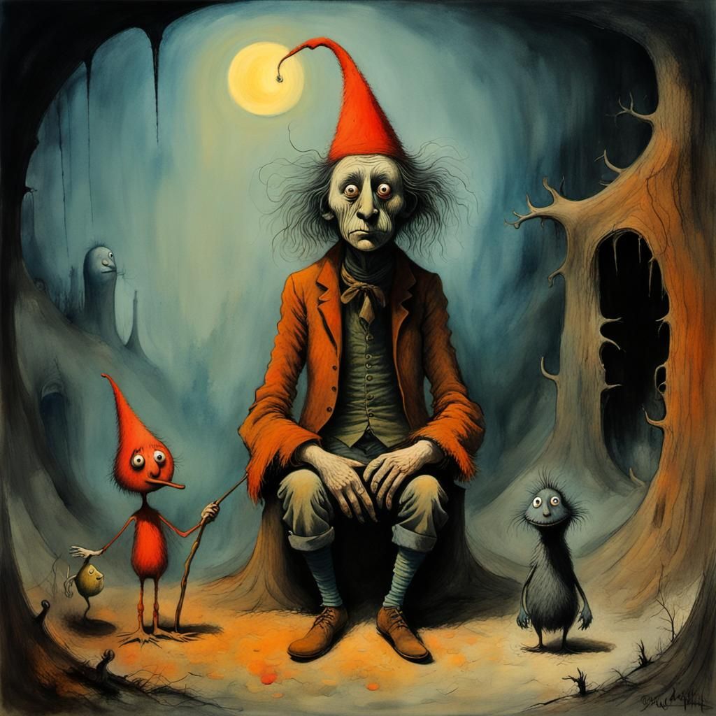 Rumpelstiltskin in Gouache and Watercolor Style