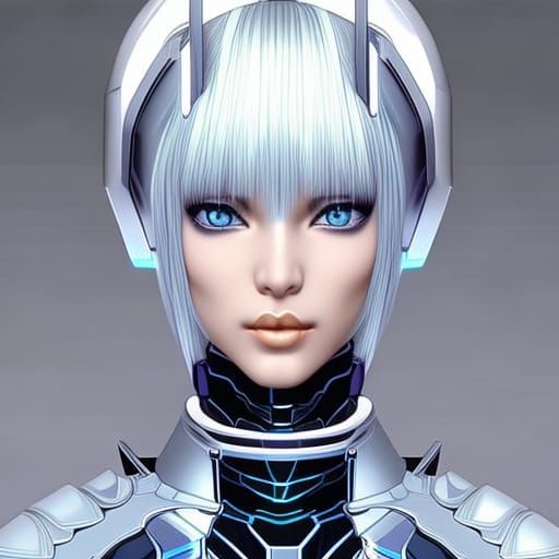 Cute Gothic Anime Cyborg Portrait in Cyberpunk Style