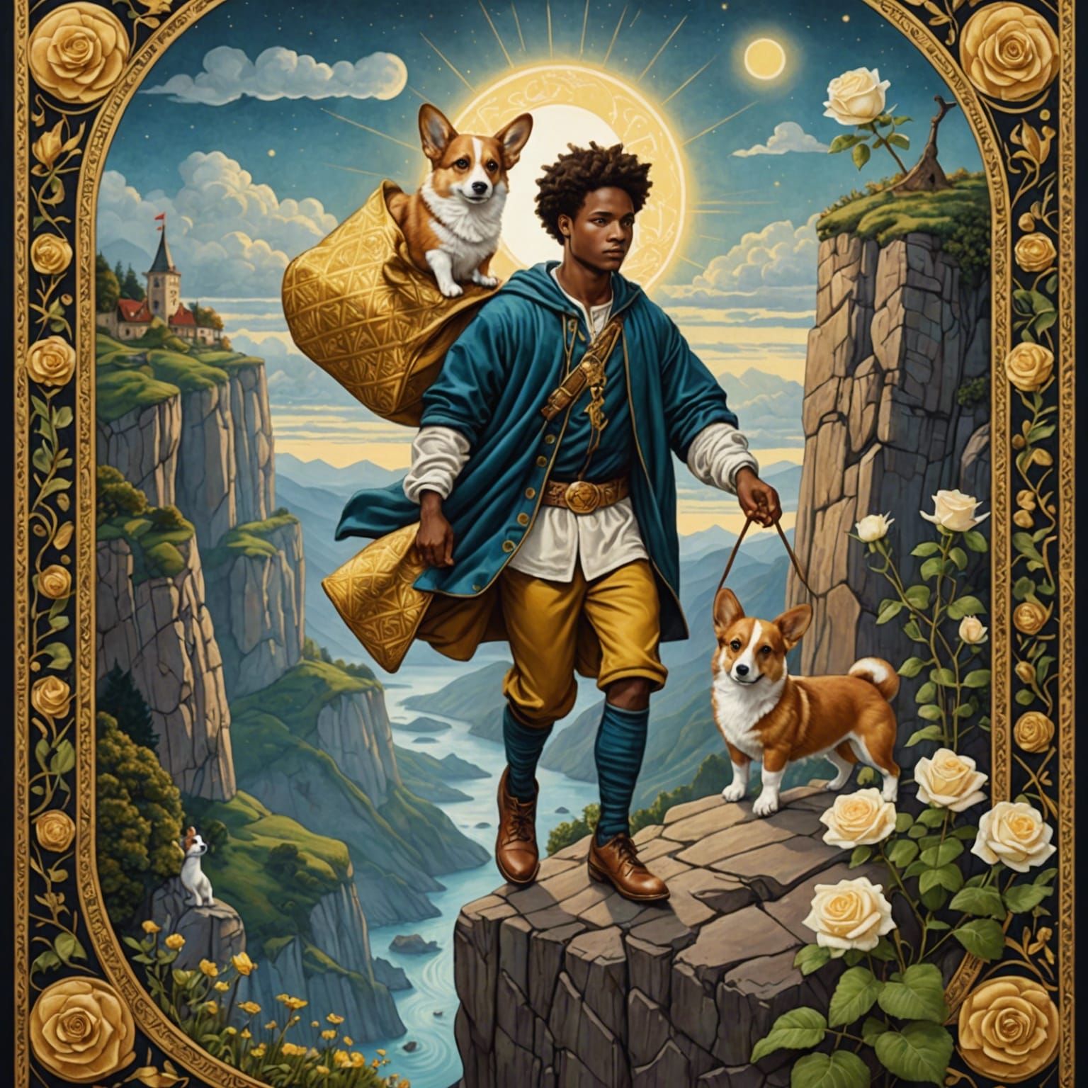 The Fool Tarot Card Quilted Fabric Tapestry