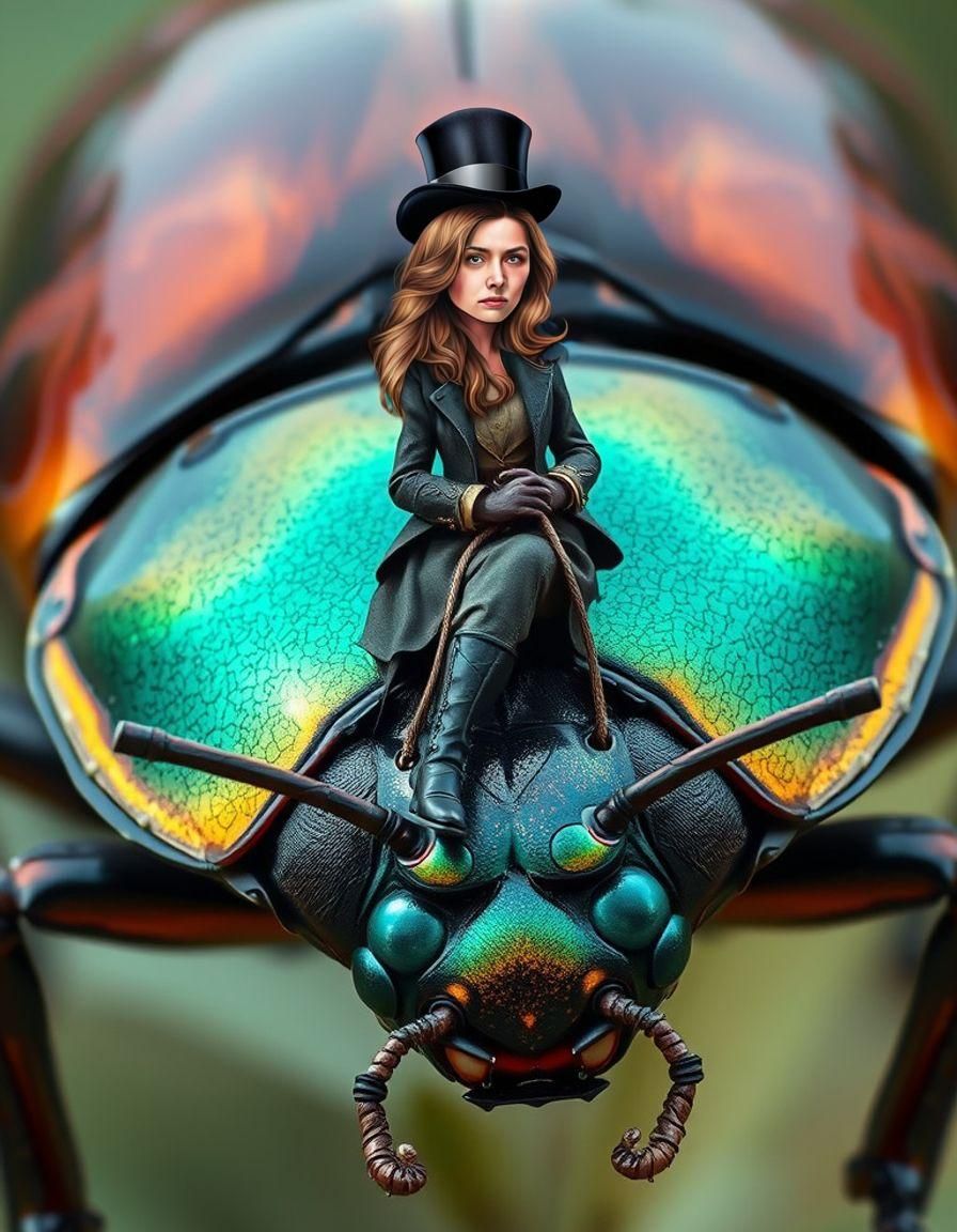 Confident Woman in Top Hat Photorealism