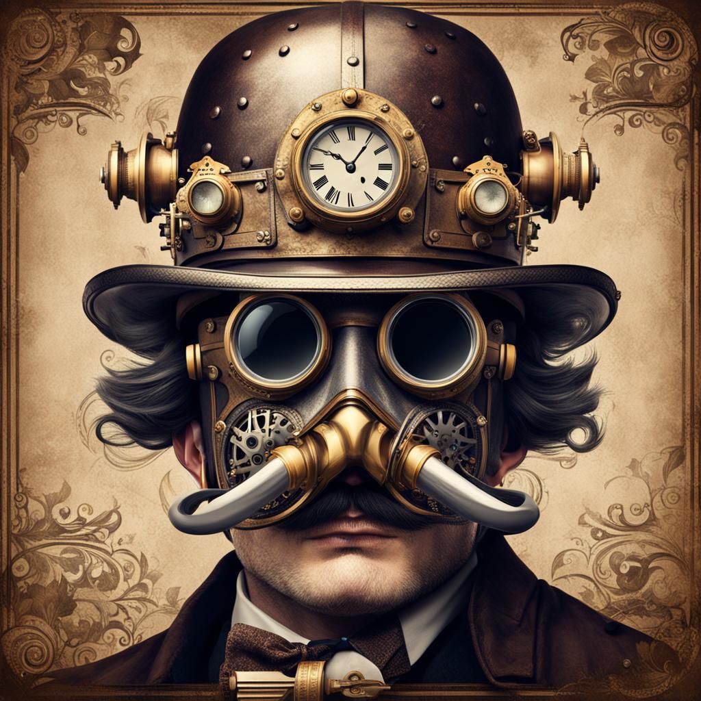 Victorian Helmet and Steampunk Engine Fusion