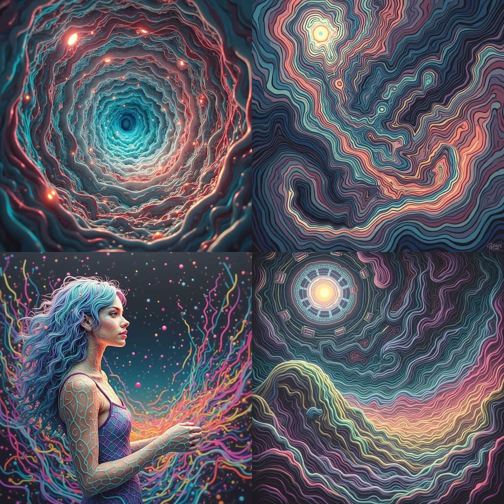 Psychedelic Drip Art with Color Shifting Outlines