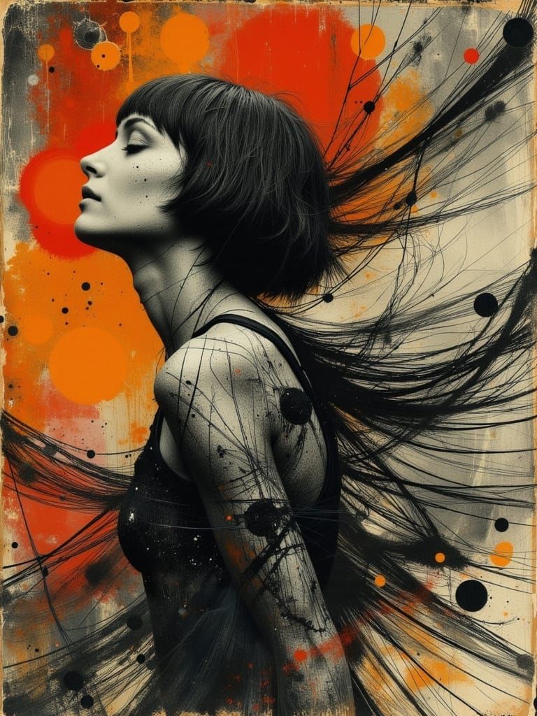 Ethereal Gothic Woman in Abstract Surreal Style