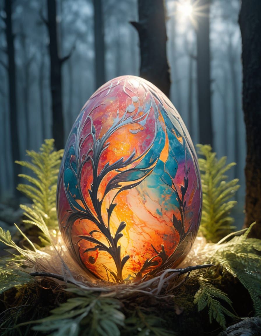 Enchanted Easter Egg in Forest