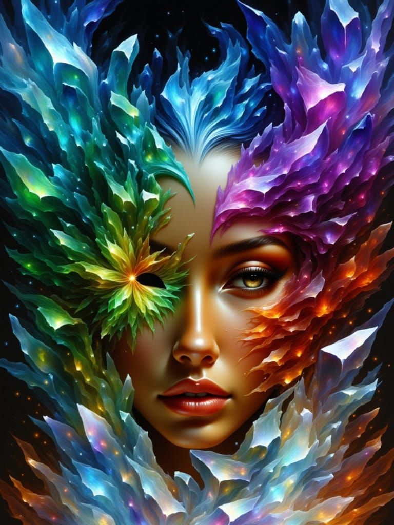 Crystalline Woman: A Hyperrealistic Fantasycore Portrait