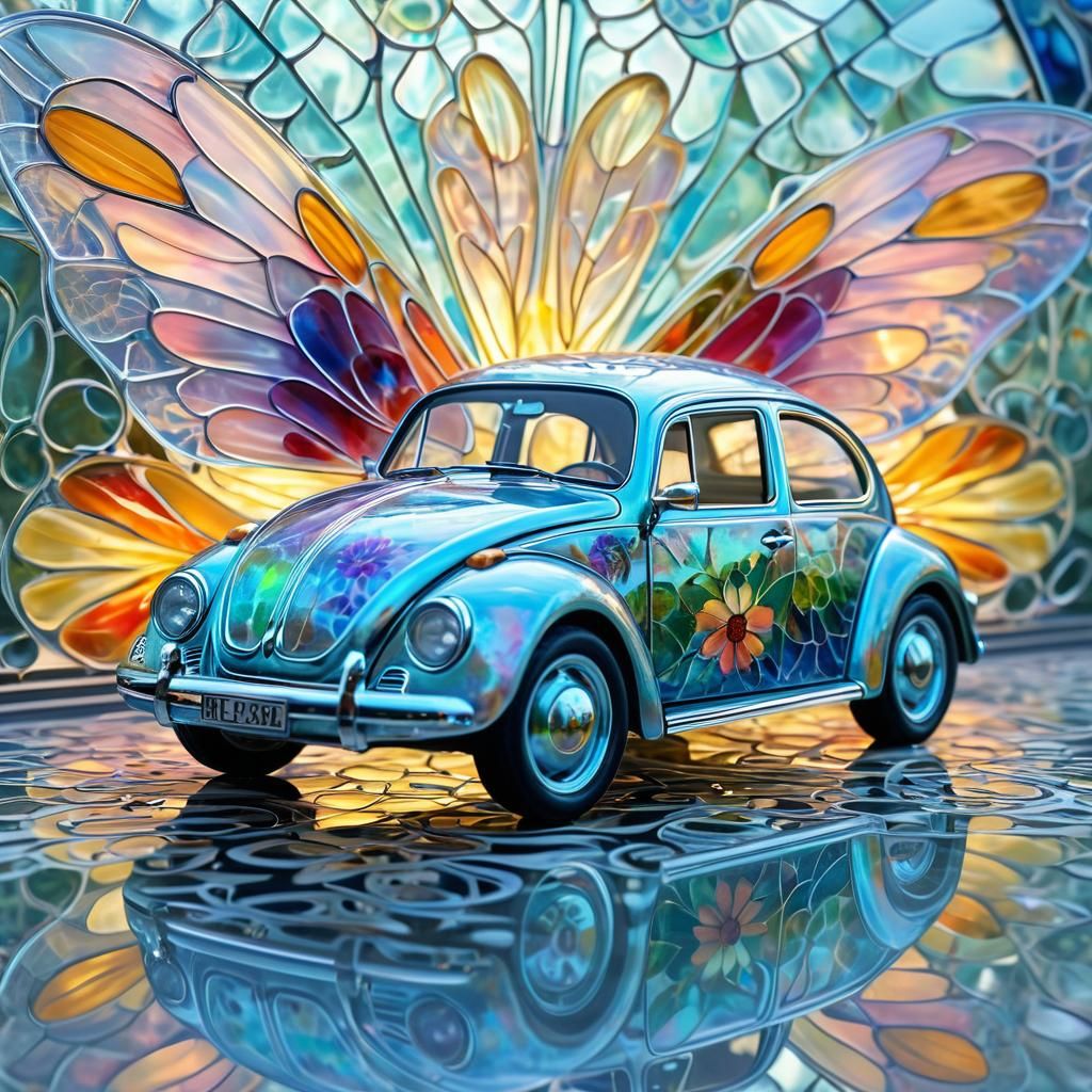 Glass VW Beetle in Art Nouveau Style