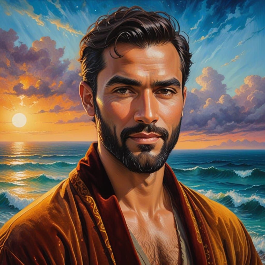 Ethereal Gentleman in Velvet Robe