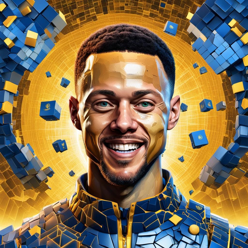 Surreal Portrait of Man with Fragmented Body in Vibrant Colo...