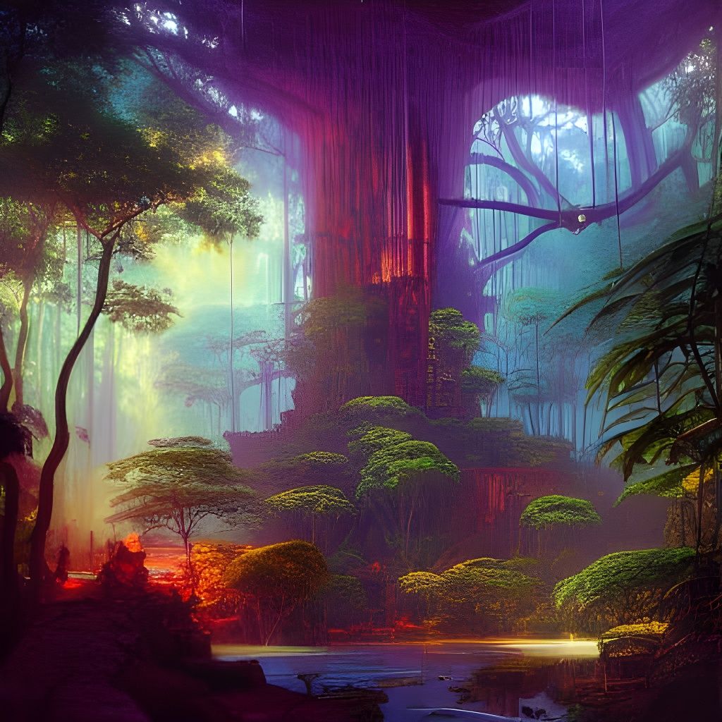 Lush Madagascan Rainforest: An Intricate Oil Painting