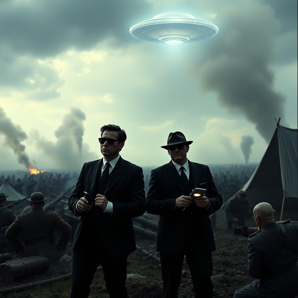 Men in Black Observe Gettysburg Battlefield