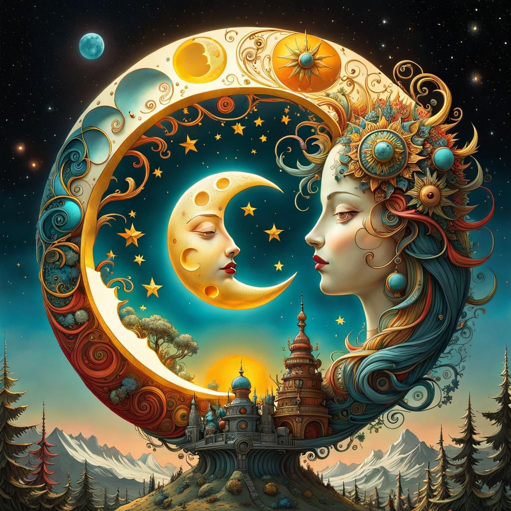 Celestial Sun and Moon Fantasy Concept Art