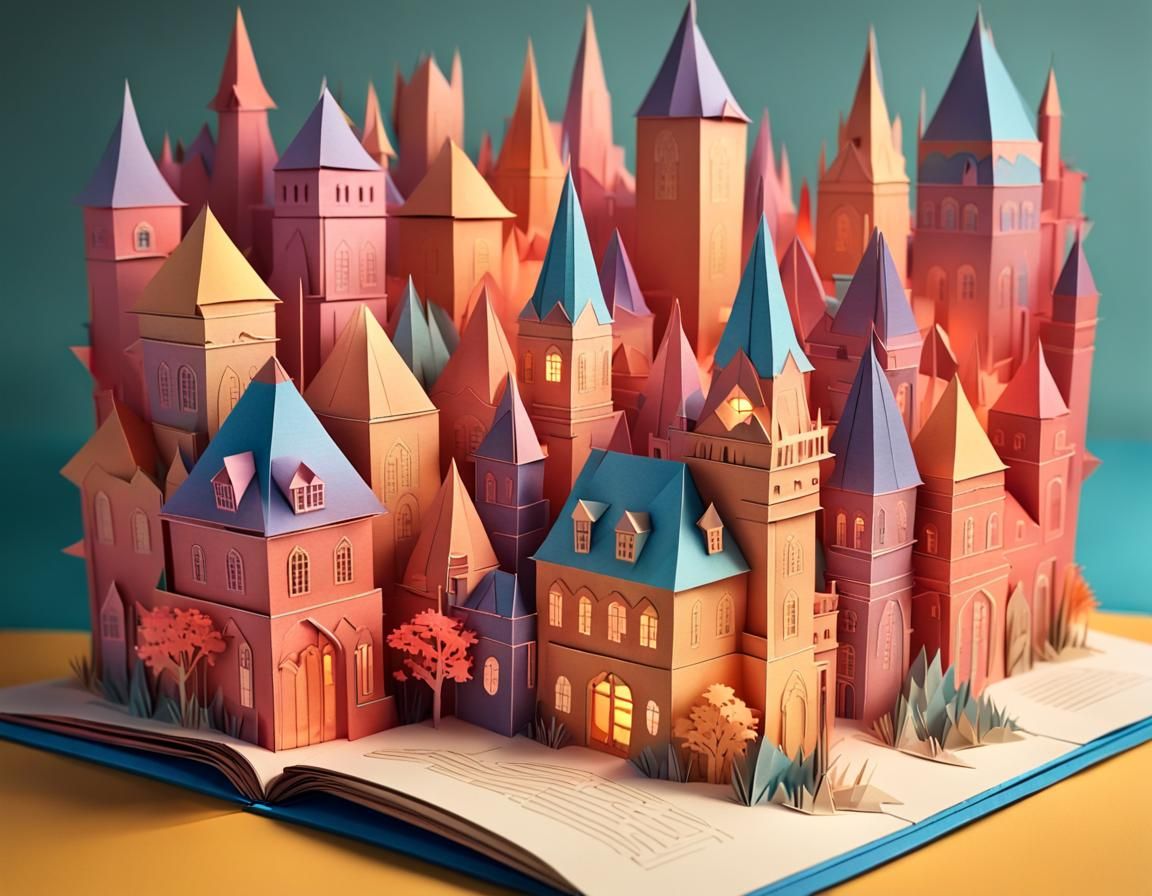 Origami Victorian City in Pop-Up Book