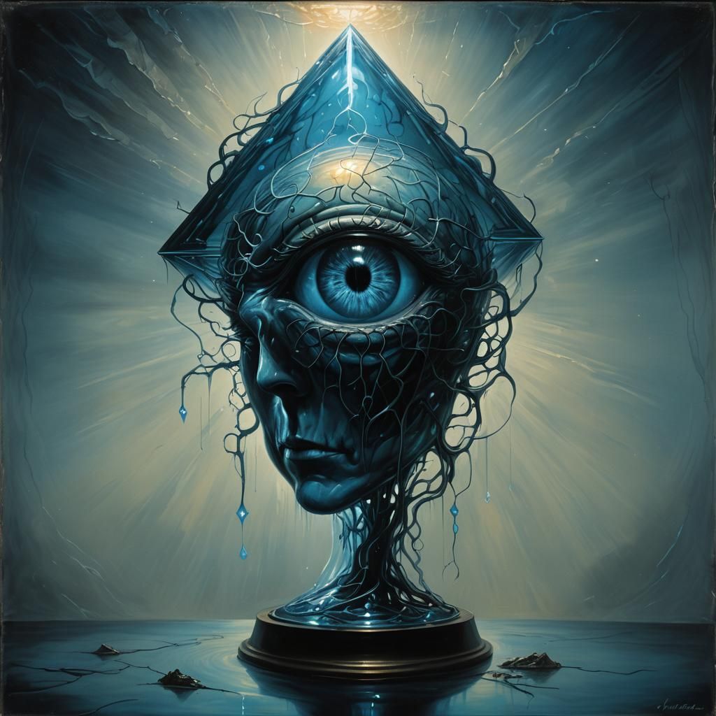 Eerie Dark Fantasy Glass A in Chiaroscuro Style