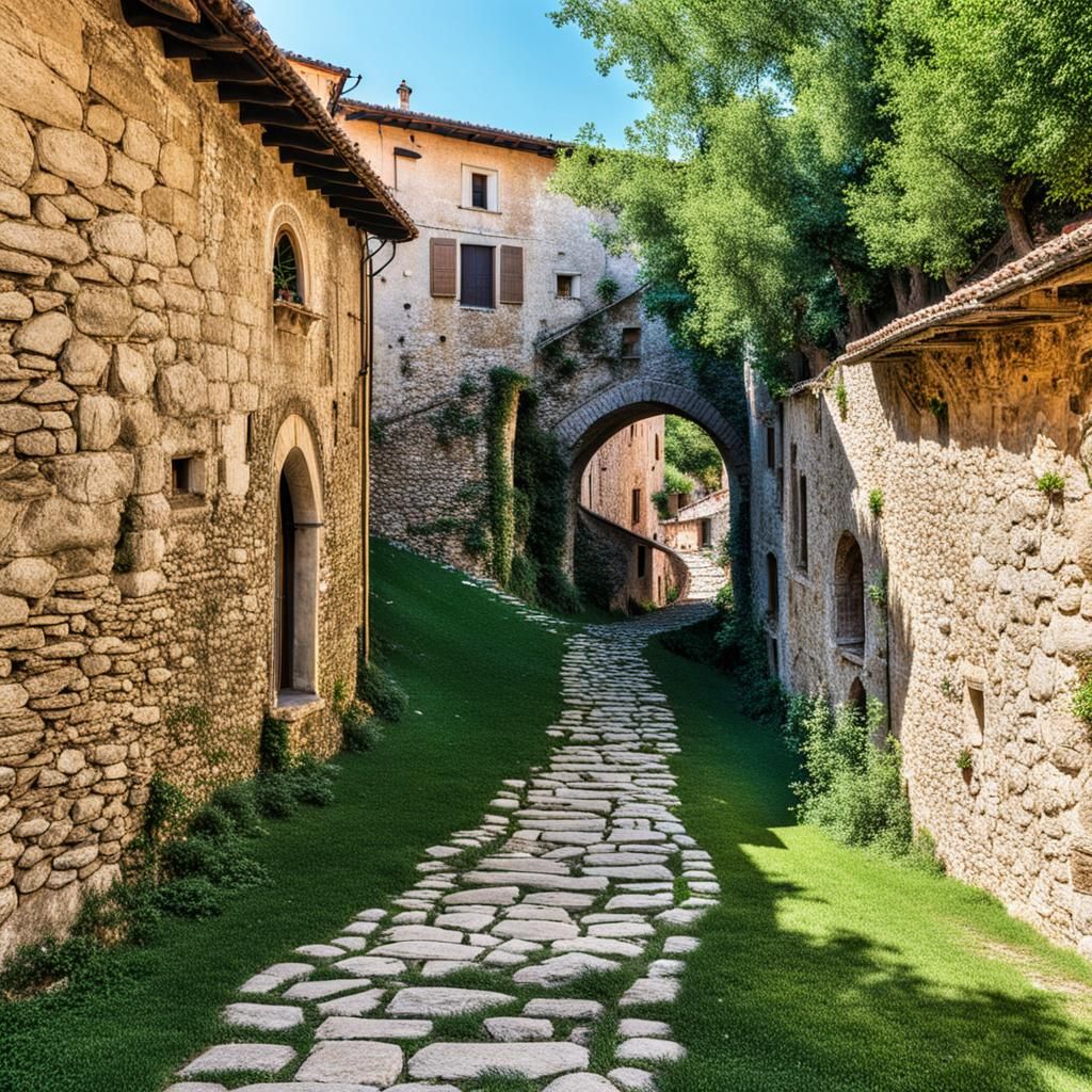 Medieval Pathway in Calvi dell'Umbria, Italy