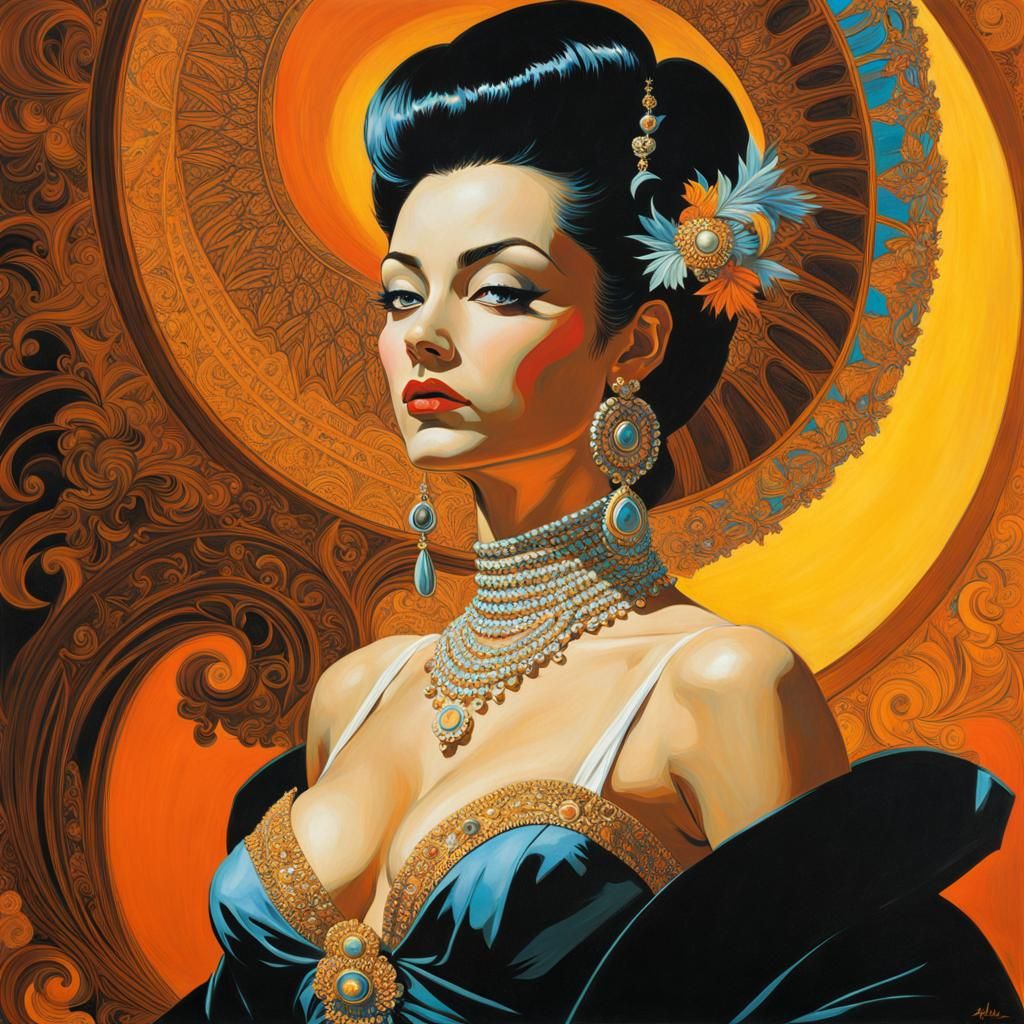 Exotic Fractal Portrait in Illustrative Style