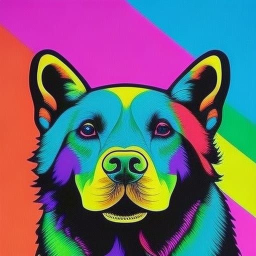 Abstract Rainbow Dog with Fine Details