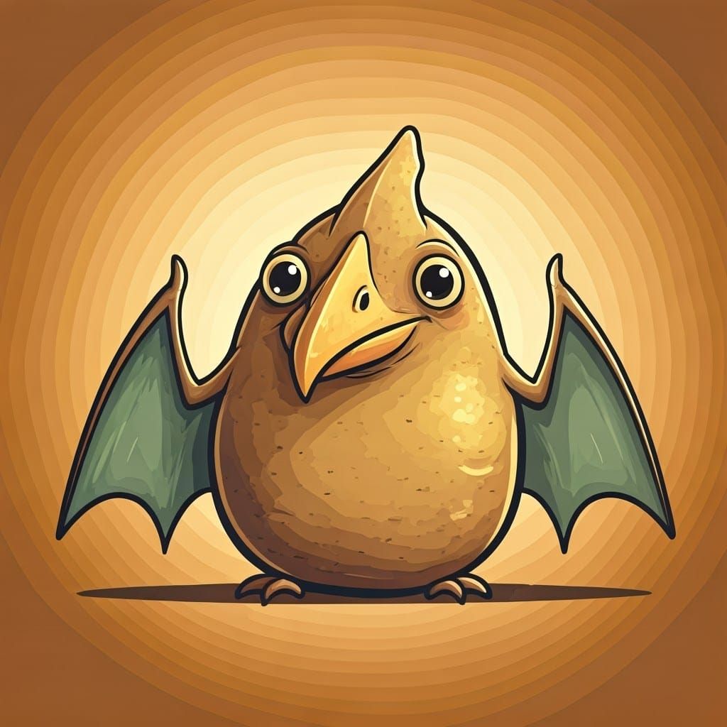 Adorable Potato Pterodactyl in Whimsical Style
