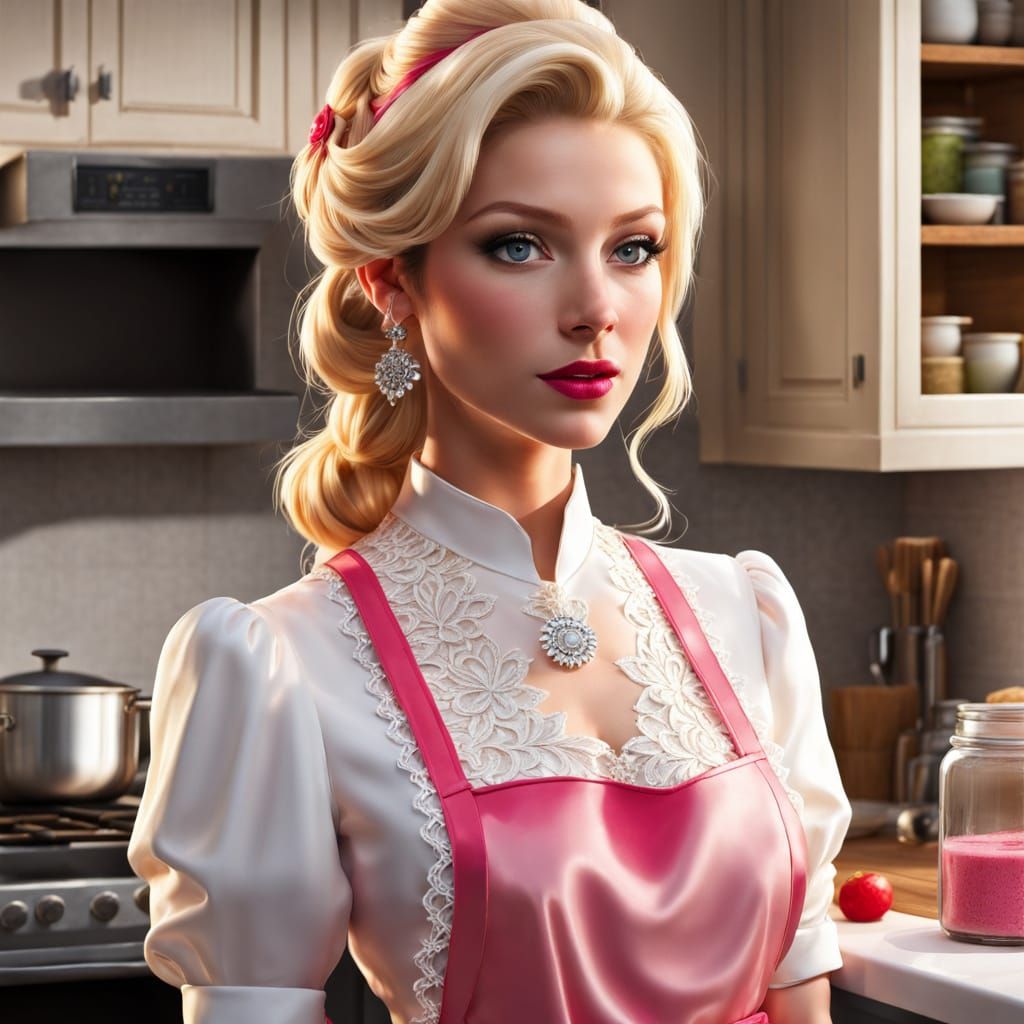 Francine in Apron: Elegant Kitchen Character Design