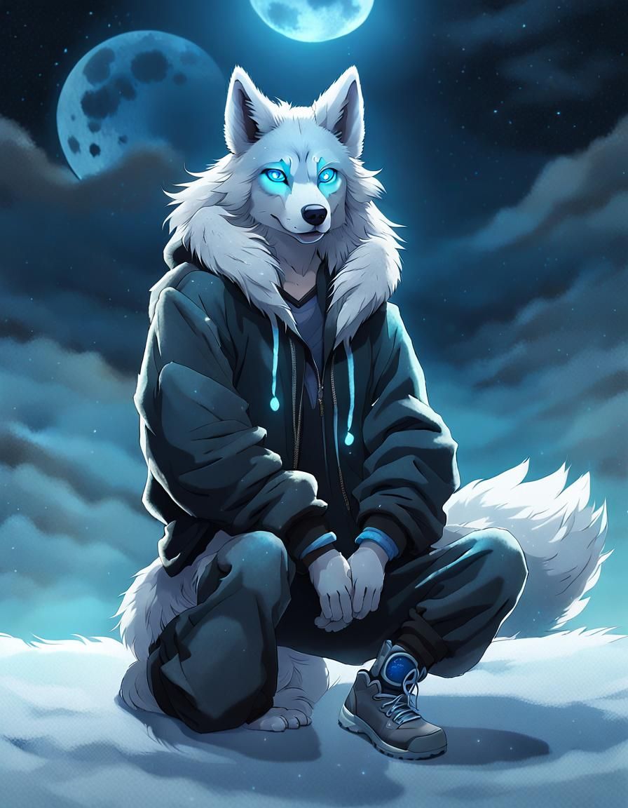 Anime Wolf Girl Concept Art in Manga Style