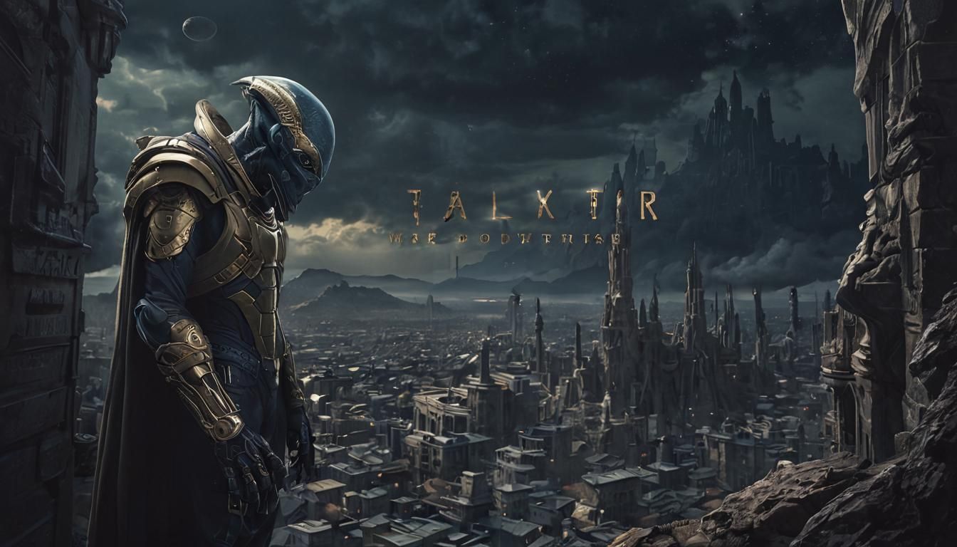 Wanted Alien Fugitive Poster in Dark Fantasy City