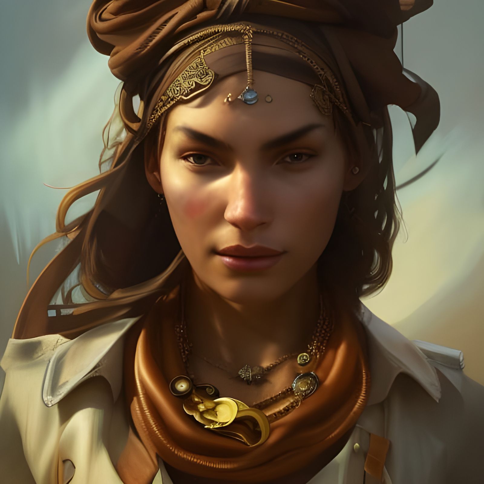 Warrior Girl Portrait in Hyperdetailed Style