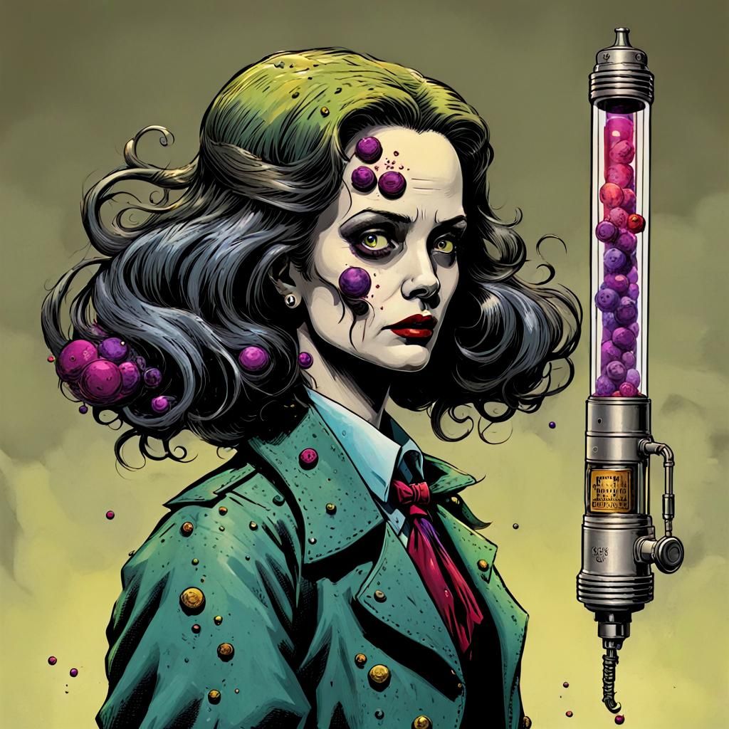 Biopunk Portrait in Brushed Charcoal Style