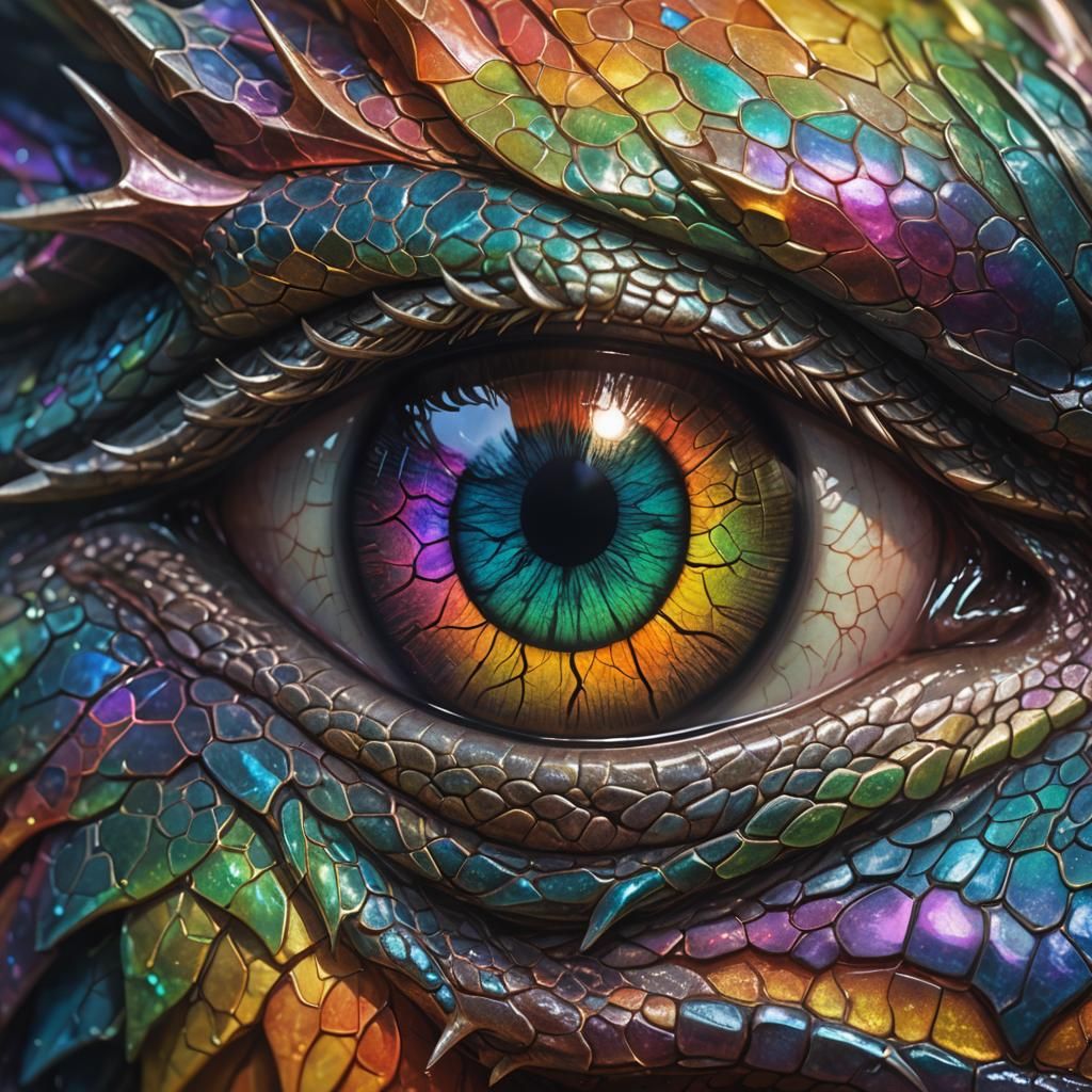 Dragon's Eye Close-Up in Hyperrealistic Digital Art