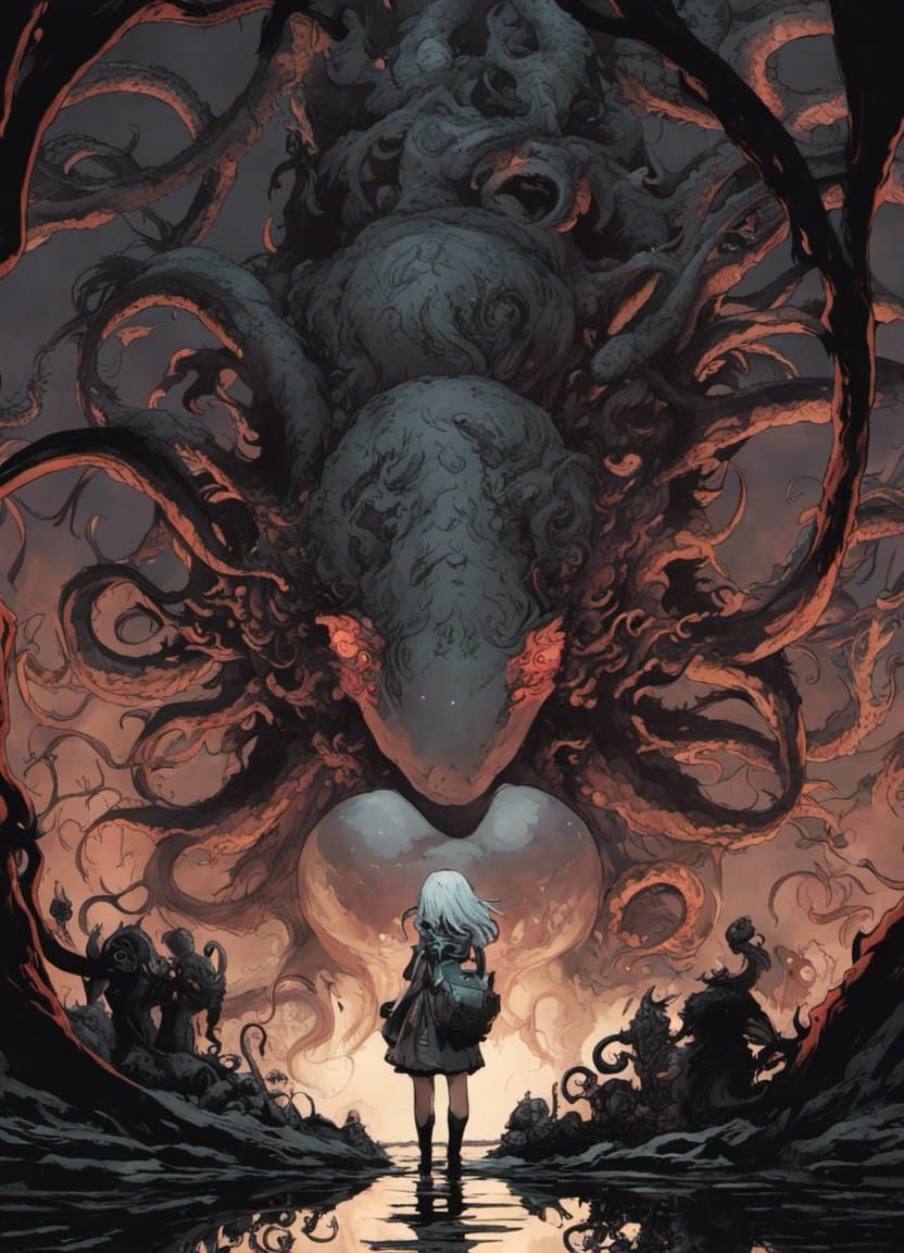 Lovecraftian Horror: Pregnant Girl in Darkest Dungeon Style
