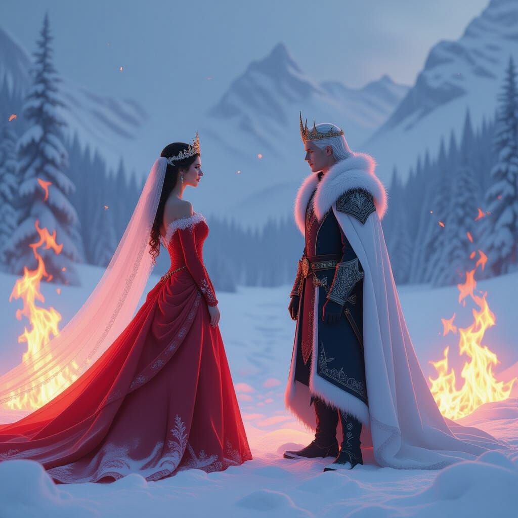 Fire Mage and Frost Heir Wedding in Whimsical Style
