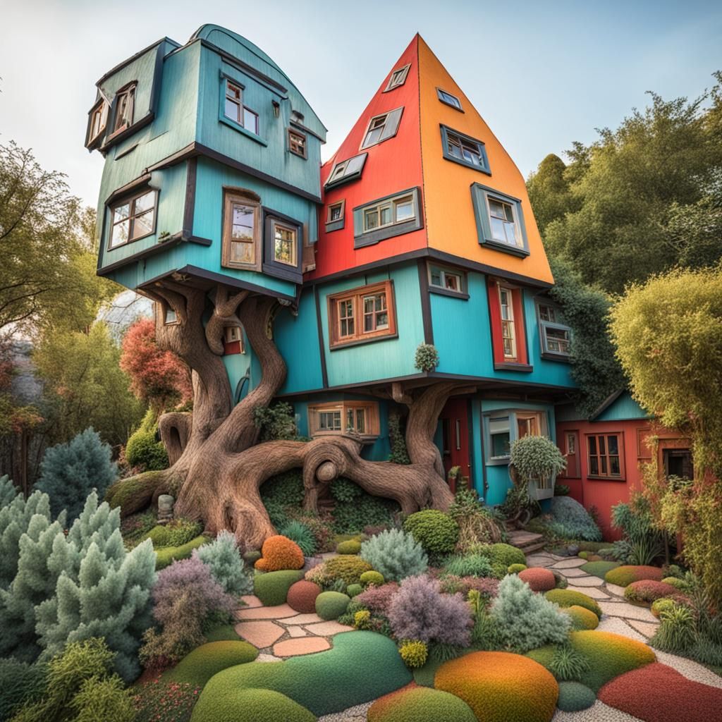 Whimsical House in a Strange Garden