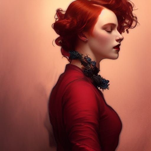 Victorian Woman with Red Hair, Hyperdetailed Portrait