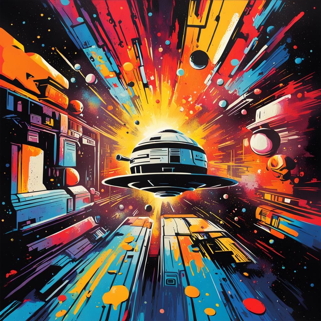 2001 Space Odyssey Movie Poster in Retro 80's Graffiti Style