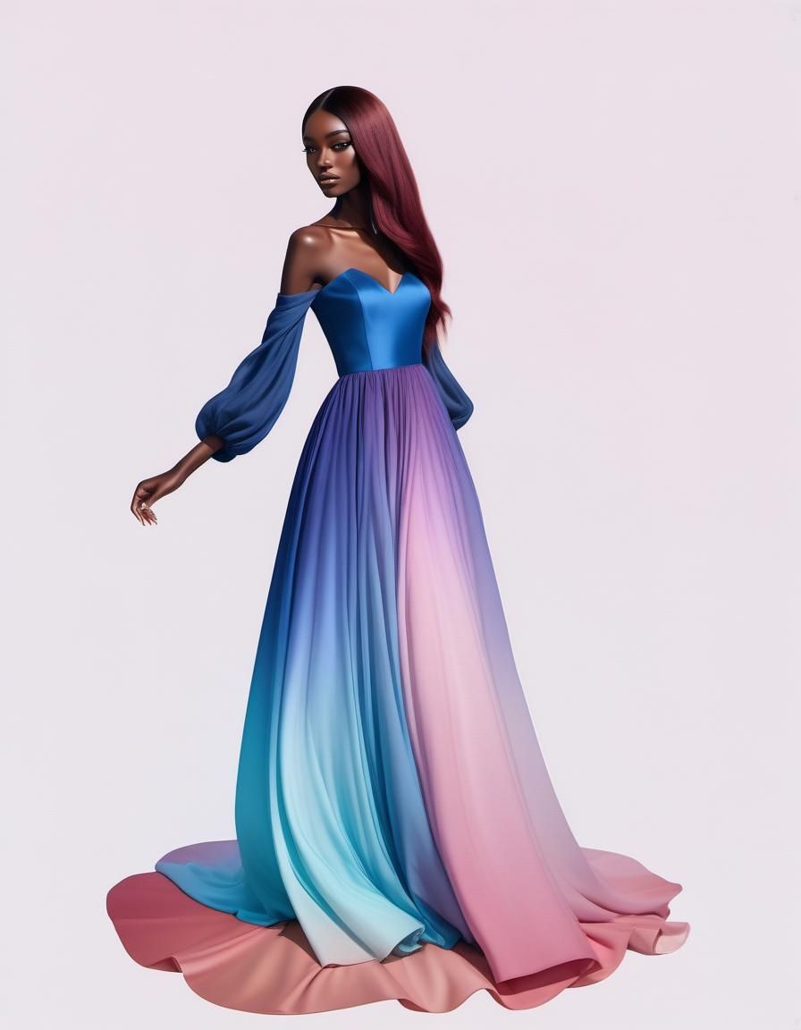 Elegant Black Woman in Gradient Gown
