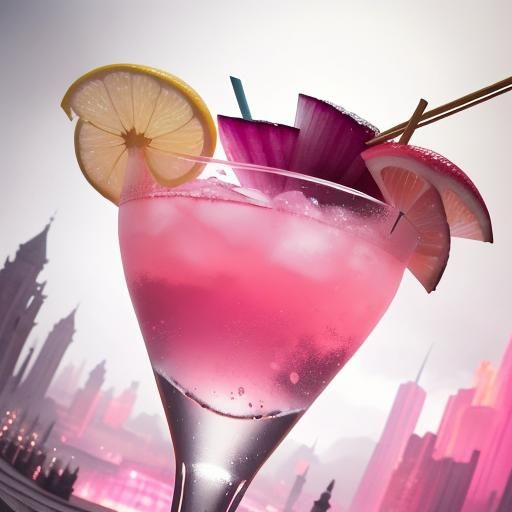 Pink Martini with Onion, Digital Matte Painting
