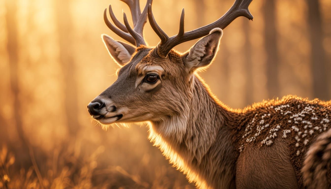 Hyper-Realistic Deer Creature in Golden Light