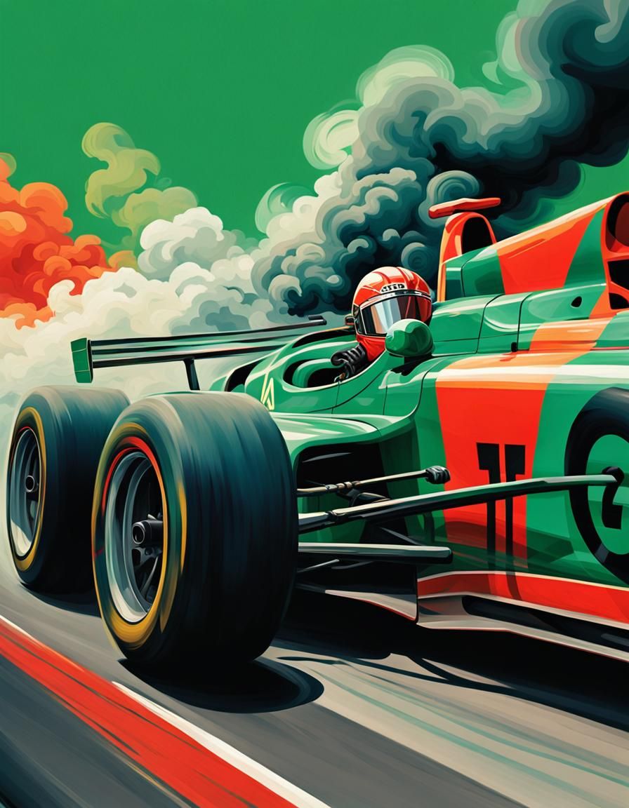 Dynamic Racing Car in Cubist Art Deco Style