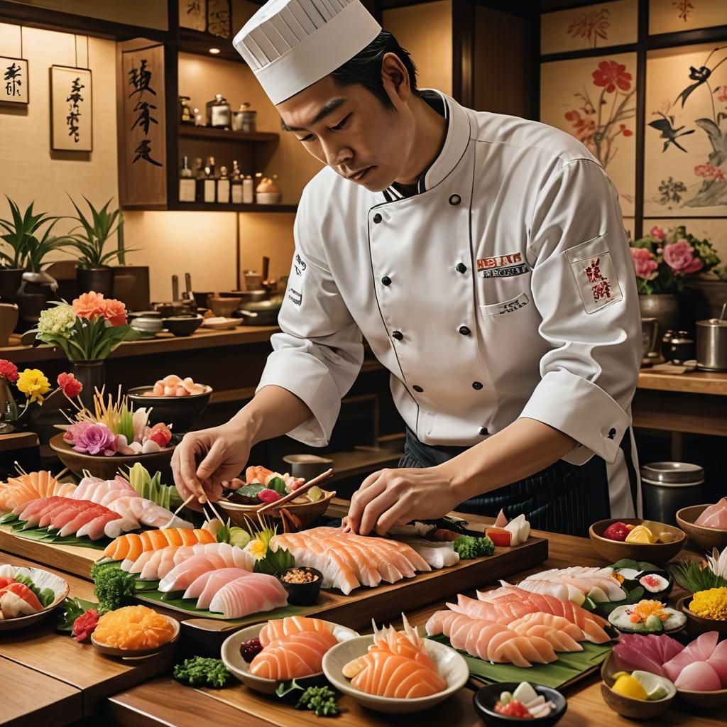 Japanese Art Nouveau Sashimi Display
