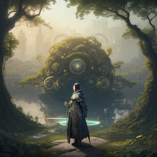 Surreal Solarpunk Girl in Eco-Friendly Metropolis