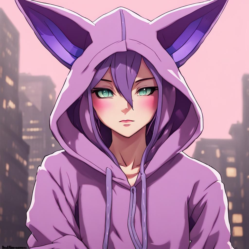 Anime Girl in Espeon Hoodie