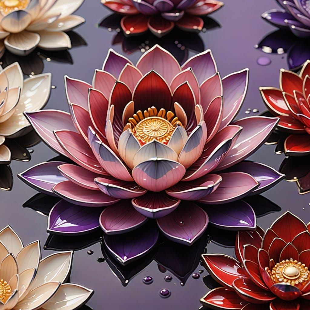 Luxurious Lotus Flower in Shimmering Metallic Bloom