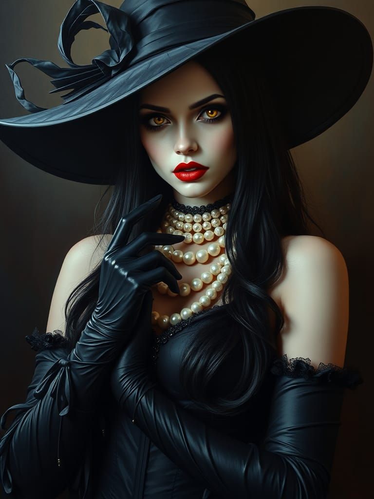 Imposing Vampire Lady in Dark Fantasy Style