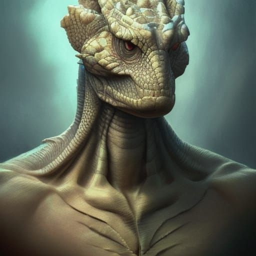 Reptilian Humanoid Portrait in Hyperdetailed Style