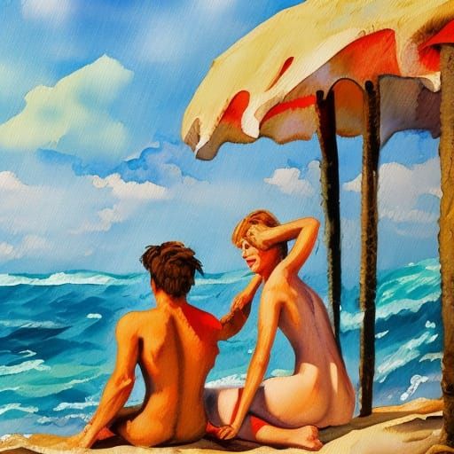 nice lovers undressed on the french beaches