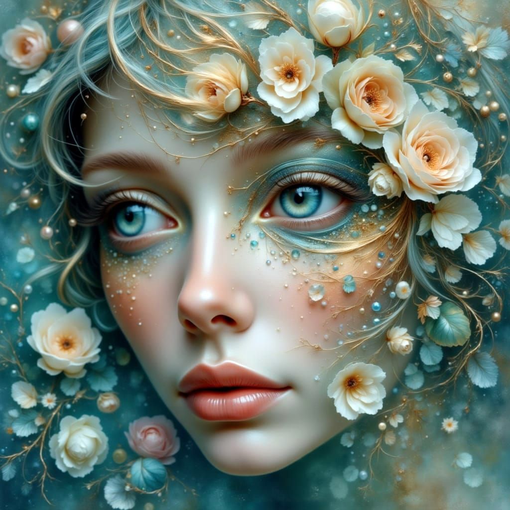 Ethereal Woman Portrait with Glittering Bokeh